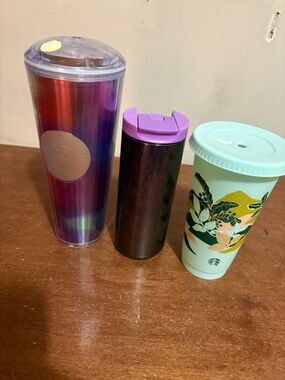 Starbucks Multicolor Purple Mint Green Advertising Cups Coffee & Tea Theme